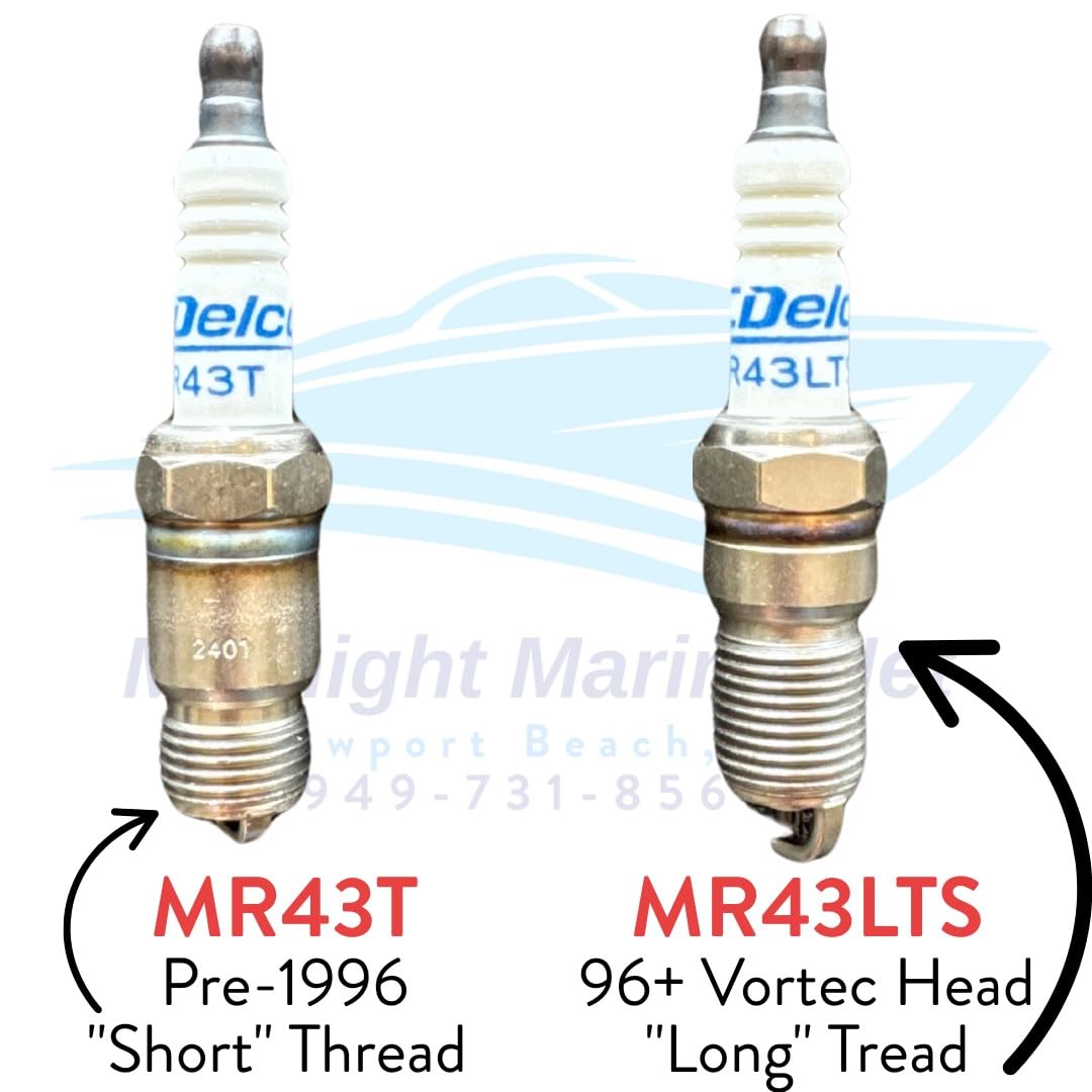 5.0L Mercruiser Thunderbolt V (1997+) with "Alpha Outdrive" OEM Service Kit: Fuel & Oil Filter(s), Impeller, and "LONG TREAD" Vortec Spark Plugs Quicksilver Midnight Marine V8 "Turn Key Start"