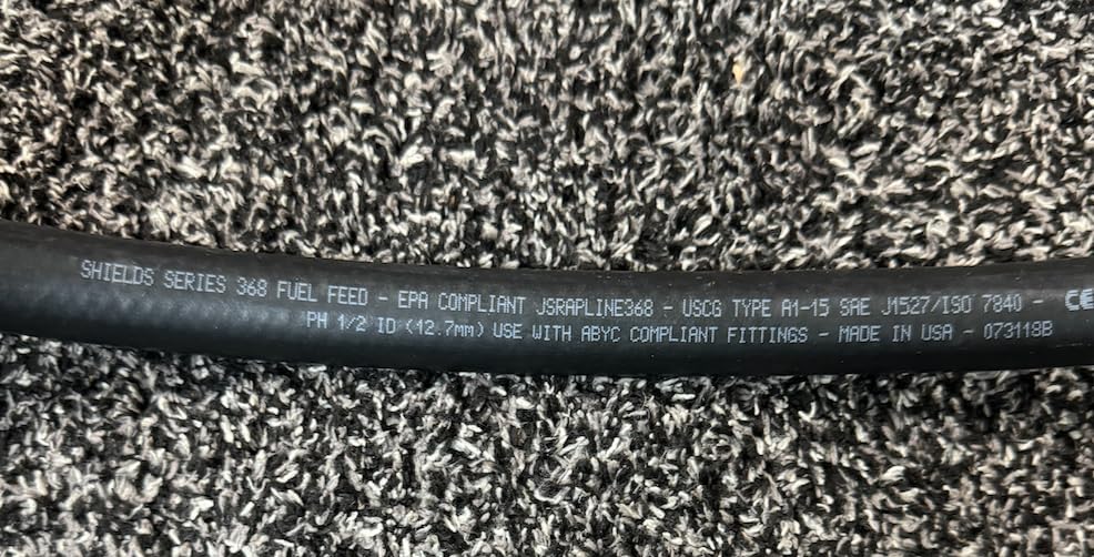 Sierra Marine Fuel Feed Hose 368/360 low permeation Shields (5', 10', or 20' feet lengths) Ethanol SAFE USCG A-1-15