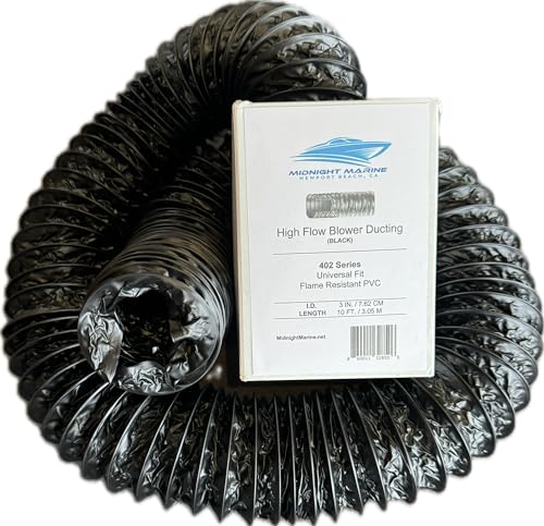 Midnight Marine High Flow Marine Blower Ducting (Black) 402 Series Sierra Vinyvent Hose
