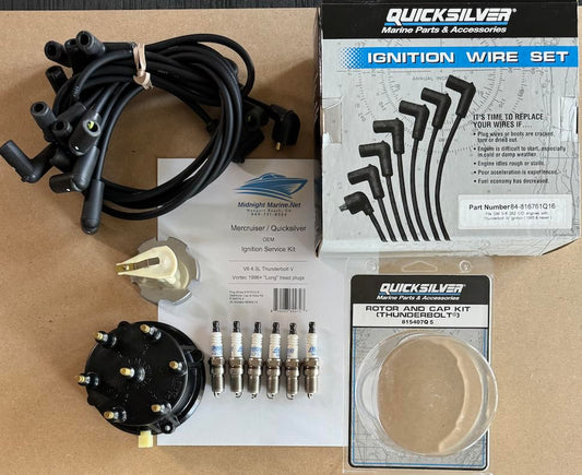 OEM V6 4.3L Mercruiser Thunderbolt IV V Ignition Tune up kit Wires Distributor Cap/Rotor Spark Plugs 4.3L Midnight Marine Service