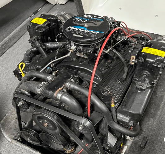Mercruiser 5.7 Litre Competition SKI 350 1996+ 5.7L Quicksilver OEM Midnight Marine Service Kit: Fuel & Oil Filter(s), Impeller, and (8) Spark Plugs Malibu Supreme Sanger Centurion Tige Calabria