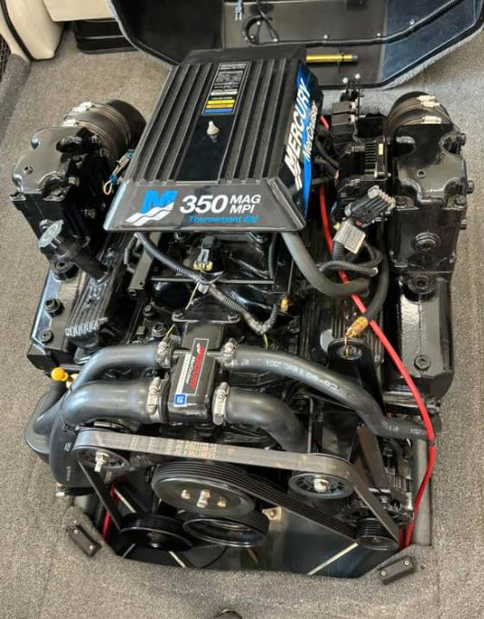 Mercruiser 350 Mag MPI Touramnet SKI 1998+ 5.7L Quicksilver OEM Midnight Marine Service Kit : Fuel & Oil Filter(s), Impeller, and (8) Spark Plugs Malibu Supreme Sanger Centurion Tige Calabria