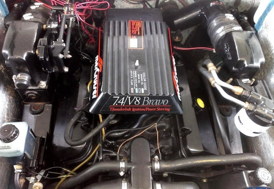 7.4/V8 454 Bravo OEM Service Kit(1992-1996 Carb) Gen V Mercruiser/Quicksilver includes: Fuel & Oil Filter, Impeller, and AC Spark Plugs